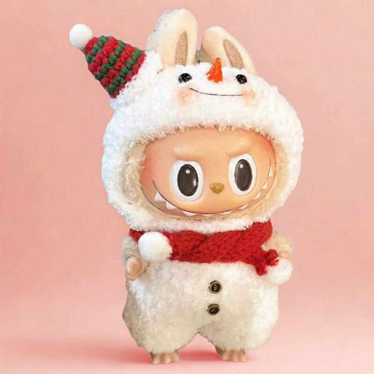 Plush Hooded Suit with Red Scarf & Holiday Hat